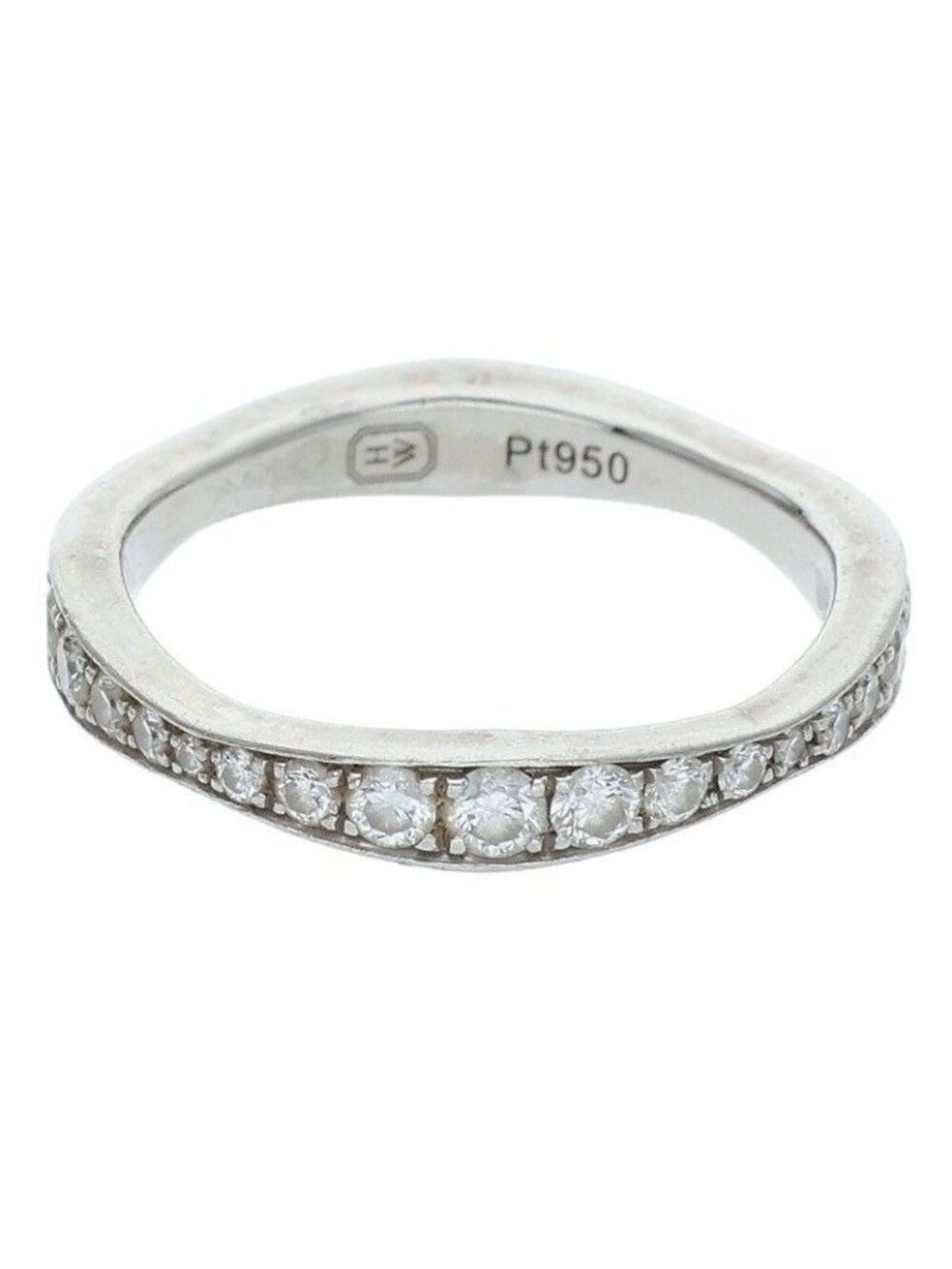 Harry Winston Pave Wave Band Ring Diamond Silver Clear